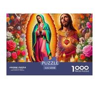 Jesus with Sacred Heart Surrounded by Angels and Saints Estructura Duradera Actividad De Ocio Ideal, Apta para Mejorar Habilidades De Resolución De Problemas 52x38cm/1000pcs
