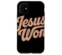 Jesus Won Retro Tipografía Fe Mensaje Cristiano Esperanza Carcasa para iPhone 11