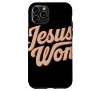 Jesus Won Retro Tipografía Fe Mensaje Cristiano Esperanza Carcasa para iPhone 11 Pro