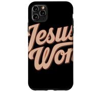 Jesus Won Retro Tipografía Fe Mensaje Cristiano Esperanza Carcasa para iPhone 11 Pro MAX