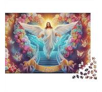 Jesús y León Extra Thick Cardboard Arte Espiritual Alado Jigsaw Puzzle Adults Stress Relief Indoor Activity Gift for Teen Puzzle Enthusiasts 12 18 Years 70x50cm/1000pcs