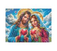 Jesús y María Puzzle 500 Piezas Desafío Intelectual 3D Bloom Grass Sky Rompecabezas para Hombres Y Mujeres Obra De Arte Colorido Decoración Hogar 500 PCS