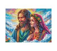 Jesús y María Puzzle 500 Piezas Estera Portátil Antideslizante Flora Meadow Radiance Rompecabezas Familiar para Hombres Y Mujeres Aliviar Estrés Decoración Hogar 500 PCS