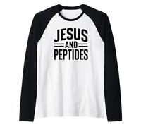 Jesús Y Péptidos Pila Fitness Biohacker Gimnasio Ciencia Biblia Camiseta Manga Raglan
