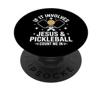 Jesús y Pickleball Christian Sport Gráfico PopSockets PopGrip Adhesivo