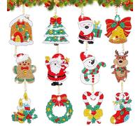 Jesustree 12 Piezas Llaveros de Navidad de Diamante Painting, 5D Kit de DIY Pintura Diamond Keychains Colgante, Mochila Decoración, Adornos Navidad Guirnalda, para Niños y Adultos
