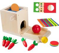 Jesustree Caja de Permanencia de Objetos de Madera, Juguete Montessori de Madera para Niños Pequeños 1 2 3 Año, Juguete de Clasificación Aprendizaje Juego de Bolas Colores