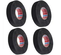 Jesustree Cinta de Tela Adhesiva, 4 Rollos Cinta Aislante de Algodón, Arnés de Cables Alta Temperatura, Cinta Aislante Eléctrica Para Coche Automotriz Motocicleta y Hogar, 19mm x 15m Negra