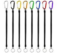 Jesustree Cuerda de Pesca Llavero, 8 Pcs Espiral Elástico Cordón Herramientas con Mosquetón, Resorte Telescópico de Seguridad en la Montañismo, Kayak, Acampar y Caza