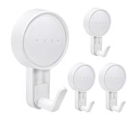 Jesustree Ganchos Ventosa Baño, Sin Taladrar, 4 Piezas Ultra Fuerte 5KG, Ganchos de succión Perchero Resistentes gancho extraíble y reutilizable para Baño, Ducha, Cocina, Ventana de Cristal (Blanco)