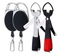 Jesustree Herramienta de Pesca con Mosca, 4 en 1 Atado rápido de Nudos de Pesca, Multifuncional Acero Inoxidable Cortahilos Pinza para Pesca al Aire Libre(2 Set)