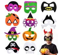 Jesustree Máscaras de Halloween para Niños, 10 Piezas Máscara de Cosplay de Fieltro, Máscaras de Ojos Calabaza, brujas, esqueleto, Regalitos Cumpleaños Infantil para Fiestas, Viste de Cosplay