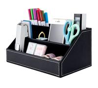 Jesustree Organizador de Escritorio con Compartimentos, Multifunzionale Portalápices Sistema de Oficina Soporte para Tarjetas De Visita, BolíGrafos, TeléFonos Celulares (Negro)