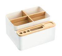 Jesustree Organizador de Escritorio de Oficina, Caja de Almacenamiento de Madera Multiusos Portalápices Organizadora de Mando a Distancia para Tijeras, Cosméticos, Teléfono Móvil
