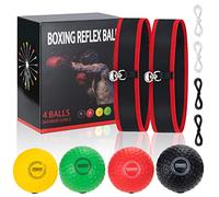 Jesustree Pelota de Reflejo de Boxeo Boxing Reflex Ball, Material de Gimnasio Kit Incluir 4 Pelotas y 2 Diademas Ajustables para Las Reacciones Velocidad, Coordinación de Mano-Ojo