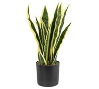 Jesustree Planta de Serpientes Artificiales en Plástico Negra Macetas, Sansevieria 40CM, Plantas de Interior Tropical para Dormitorio, Salón, Cocina, Decoración de Mesa (1 Piezas)