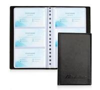 Jesustree Tarjeta de Visita Carpeta para Tarjetas de 300, 2 Pcs Nombre del Organizador de la Tarjeta Monedero para Oficina, Estuche para Tarjeta de Identificación de Crédito de Cuero de PU, Negro