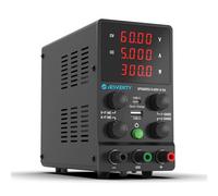 Jesverty Fuente de alimentación de CC variable, 0-60V 0-5A, conmutación ajustable, fuente de alimentación de banco regulada por CC con USB de 20 W y carga rápida tipo C, perilla de codificador