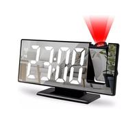 JESWO Reloj Despertador con proyector de Techo, Reloj de proyección de Techo con rotación de 180°, Ajuste de Brillo LED, Reloj + Fecha + Temperatura + Modo Alarma