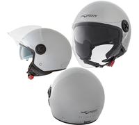A-pro Jet Casco Moto Scooter ECE 22 Doble Visor Parasol interior Plata XL