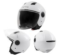 Jet Casco Moto Scooter Quad ECE 22-06 Visera Larga Pantalla Blanco XL