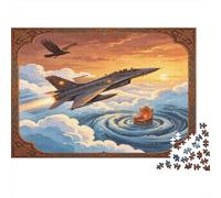 Jet de Combate Moderno Puzzle para Adultos Puzzle de 1000 Piezas Juego de Puzzle 1000 Piezas Papel Escena del Cielo Relajación Familia Decoración Regalo 70x50cm/1000pcs