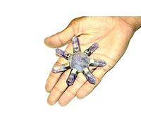 Jet International Amatista Pirámide de 7 puntos Generador de chakras Folleto gratuito Terapia con cristales Producto exclusivo Puntos cónicos Curación Reiki Sagrado