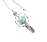 Jet International Amazonita Spinning Merkaba Pendulum 2.5 pulgadas Terapia de cristal Folleto 40 páginas Tratamiento de equilibrio de chakra con bolsa Reiki Sí/No Respuestas espirituales divinas P