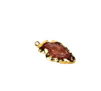 Jet International Carnelian Gold Plated Arrowhead Colgante plano galvanizado Reiki Curación Folleto divino Terapia de cristal