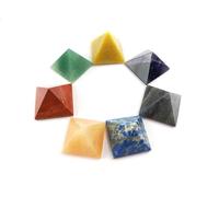Jet International Chakra Mini Pirámide Conjunto de curación de piedras preciosas Folleto gratuito Terapia de cristal Vastu Reiki Equilibrio de chakras Buena suerte Bolsa de masaje Prosperidad Equili