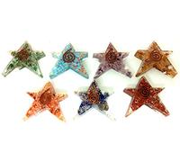 Jet International Chakra Orgone Flat Star Design Set A ++ Healing Chokurei Chakra Xmas Christmas Balancing EMF Free Booklet La terapia de cristal La imagen es SOLO una referencia.