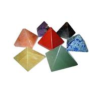 Jet International Chakra Pyramid Gemstone 20-25mm Set de curación Vastu Reiki Chakra Equilibrio Buena suerte Bolsa de masaje Prosperidad Divino Chakra Folleto gratuito La imagen de la terapia de cri