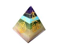 Jet International Chakra USui Pirámide grabada adherida Folleto gratuito Terapia de cristal Símbolo de Reiki Exclusivamente producto Pentáculo Pentagrama Curación de piedras preciosas Curación de Va