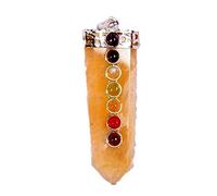 Jet International Colgante de chakra plano de aventurina amarilla de 2 pulgadas Aprox. A ++ Peace Pocket Fuerza interna Amor Doctor Actor Estrella Suerte futura