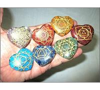 Jet International Conjunto de orgasto chakra grabado en forma de corazón Reiki X-mas Pouch Crystal Gemstones Love