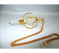 Jet International Cristal de cuarzo chapado en oro Giro Péndulo de Merkaba Terapia de cristal de 2,5 pulgadas Equilibrio de Chakra de 40 páginas