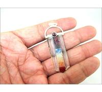 Jet International Cuarzo de cristal Colgante de chakra plano Piedras unidas Folleto gratuito Terapia de cristal 2 pulgadas Aprox. A ++