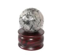 Jet International Cuarzo rutilado 45-50 mm Bola Esfera Piedra preciosa A + Tallado a mano Altar de cristal Curación Enfoque devocional Chakra espiritual Terapia de cristal La imagen del folleto es S