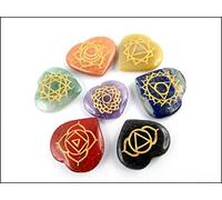 Jet International Energizado 7 (Siete) Corazón Reiki Palma Piedra Chakra Cristales curativos Grabado Tallado