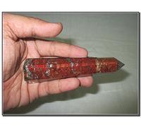 Jet International Energizado jaspe rojo obelisco obelisco jumbo facetas puntiagudas varita de masaje gema palo enérgico cobre chokurei reiki santo chembuster