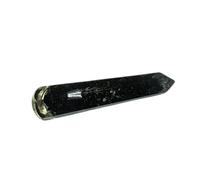 Jet International Energizado Negro Turmalina Orgone Varita de masaje facetada Varilla Folleto gratis Terapia con cristales Energética Cobre Chokurei Reiki Santo Piadoso Auspicioso