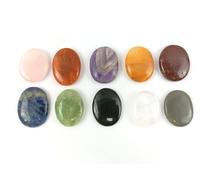 Jet International Fantástico 10 Chakra Gemstone Oval Stone Set Palm Worry Stone Thumb Stone Terapia de cristal Geometría Platónico Sólido Aire sagrado Agua Tierra Fuego Hexágono Tetraedro Hexaedro I