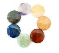 Jet International Fantástico Chakra Gemstone 7 Set de Piedras Redondas Palm Worry Stone Thumb Stone Crystal Therapy Geometry