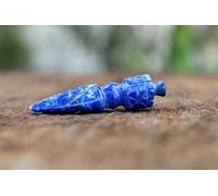 Jet International Genuino Mini Lapislázuli Phurba 2"Tibetano Nepal Vajra Talla Deidad Budismo Tibetano Esvástica Kila Phurpa Magia Lama Desintegrador Ceremonia ritual Limpieza Dios Señor Indra Ar