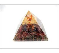 Jet International Granate Orgone Pirámide 60 mm Folleto de terapia de cristal libre Piedras preciosas Cobre Mezcla de metal Curación rara Energía positiva Protección EMF Radiación Reducción de ondas