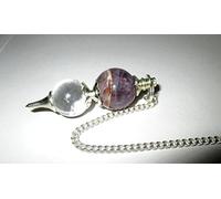 Jet International Hermosa amatista cristal cuarzo esfera esfera doble péndulo