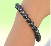 Jet International Hermoso Oro Negro Obsidiana Cuentas redondas Pulsera elástica A ++ Natural Genuino Sentirse mejor Auténtico Energía positiva Aura Regalo Reik