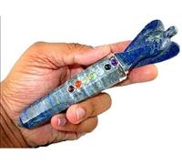 Jet International Lapislázuli Ángel Chakra Varita Varita Aprox. La imagen de la terapia de cristal con folleto libre, pura, cargada, energizada, limpia, programada y pura de 6.5 pulgadas es SOLO una