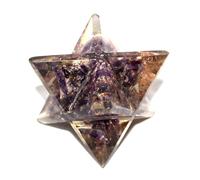 Jet International Lovely Big Genuine Amethyst Orgone Merkaba 4 "Enorme Grandes piedras preciosas de cristal Cobre Metal Mezcla Rara Curación Positiva