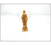 Jet International Lovely Yellow Jade Orgone Angel 2"Piedras preciosas de cristal Mezcla de metal de cobre Curación rara Energía positiva Folleto gratuito Terapia de cristal